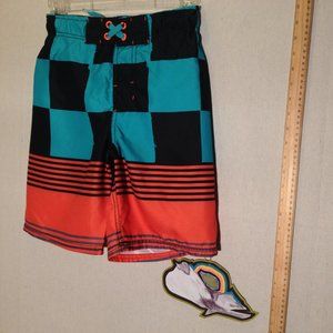 🎈 CHEROKEE Blue, Black, Orange Shorts Size M